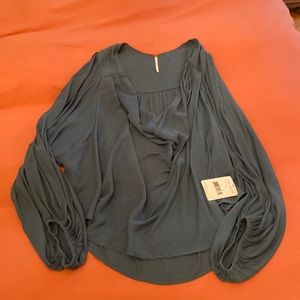 Free People Cowling Around Jade Blouse size M NWT